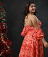 Sleeve Flared Tube Printed Maxi Dress